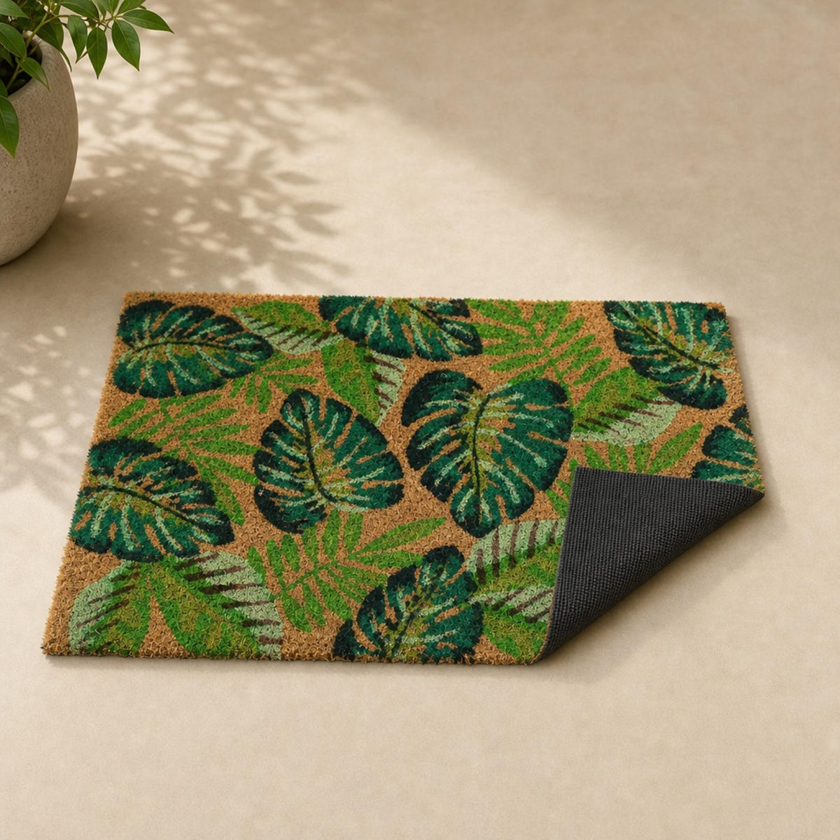 FUSSMATTE Natur Grün Kokosfaser rutschfest 60x40 cm - Multicolor, Kunststoff/Textil (60/40cm) - Relaxdays