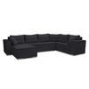 WOHNLANDSCHAFT Lovere U Schwarz 314/217/90 cm – mit Schlaffunktion und Bettkasten - Silberfarben/Schwarz, Textil/Metall (314/90/217cm) - AX Living