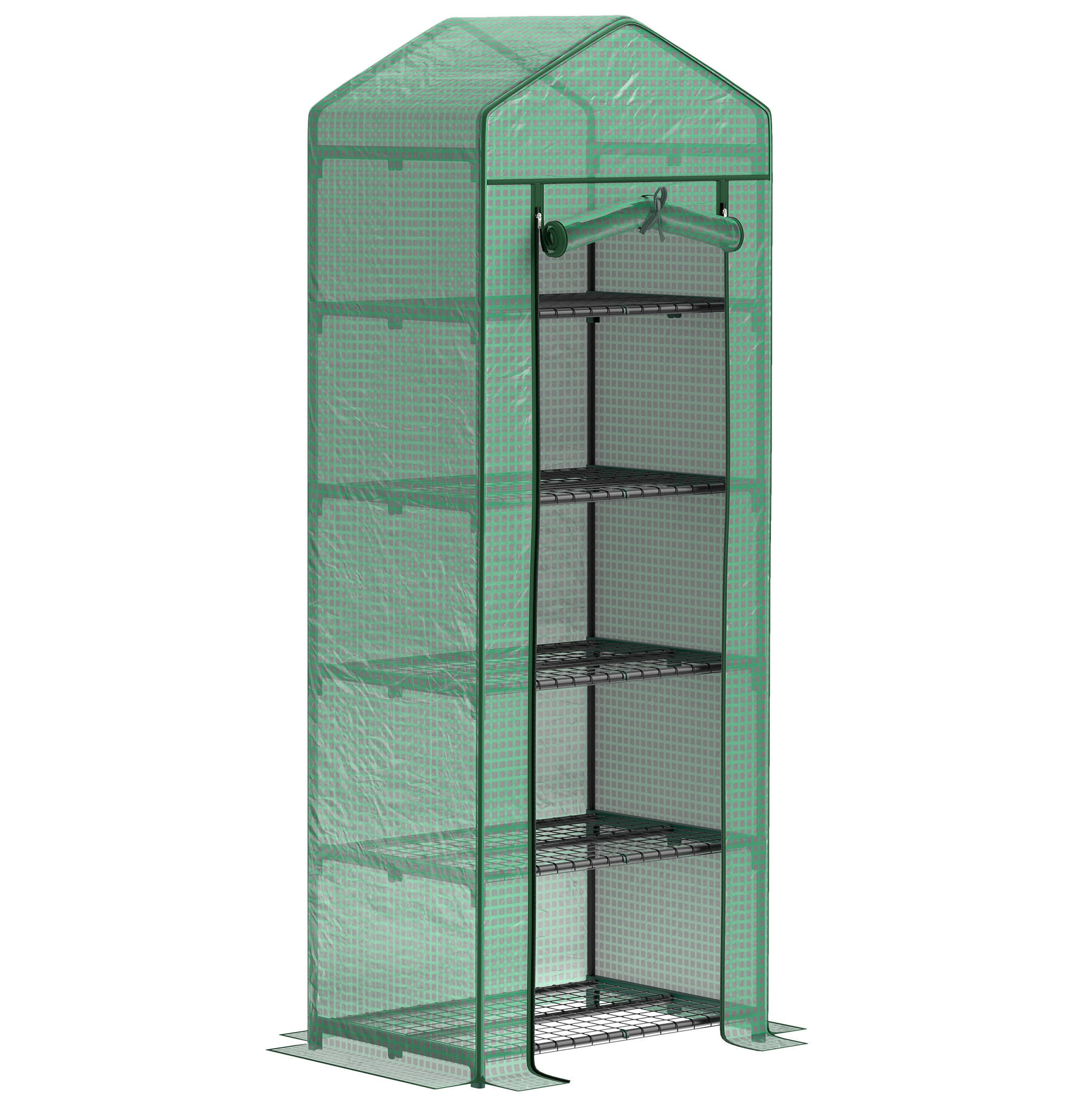 GEWÄCHSHAUS 69/193/49 cm Grün aus Kunststoff mit 5 Ebenen - Grün, Kunststoff (49/193/69cm) - OKMYHOME