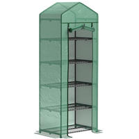 GEWÄCHSHAUS 69/193/49 cm Grün aus Kunststoff mit 5 Ebenen - Grün, Kunststoff (49/193/69cm) - OKMYHOME