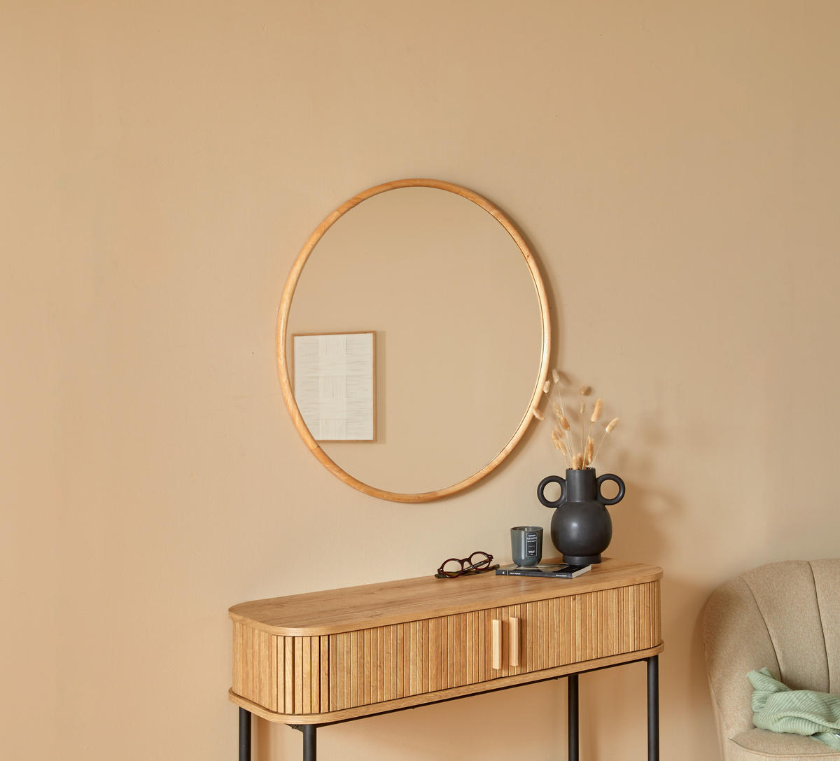 WANDSPIEGEL Kim Ø 75 cm - Beige, Holz (2/75/75cm) - Atmosphera Createur d´interieur