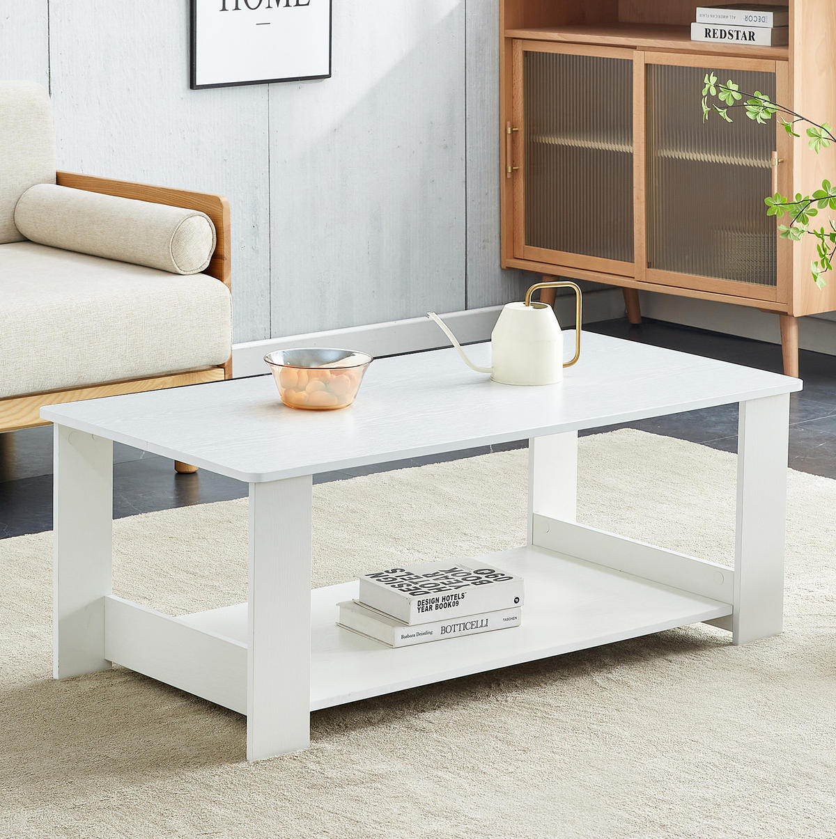 KLUBSKA miza iz MDF, 110/55/42 cm bela z videzom lesa - bela, leseni material (110/55/42cm) - BEAOK