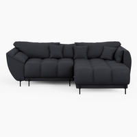 ECKSOFA LEGRO Rechts Dunkelgrau Velours Pet Friendly L-Form Couch mit Schlaffunktion & Bettkasten - Dunkelgrau/Schwarz, Holz (285/180cm) - Barchello
