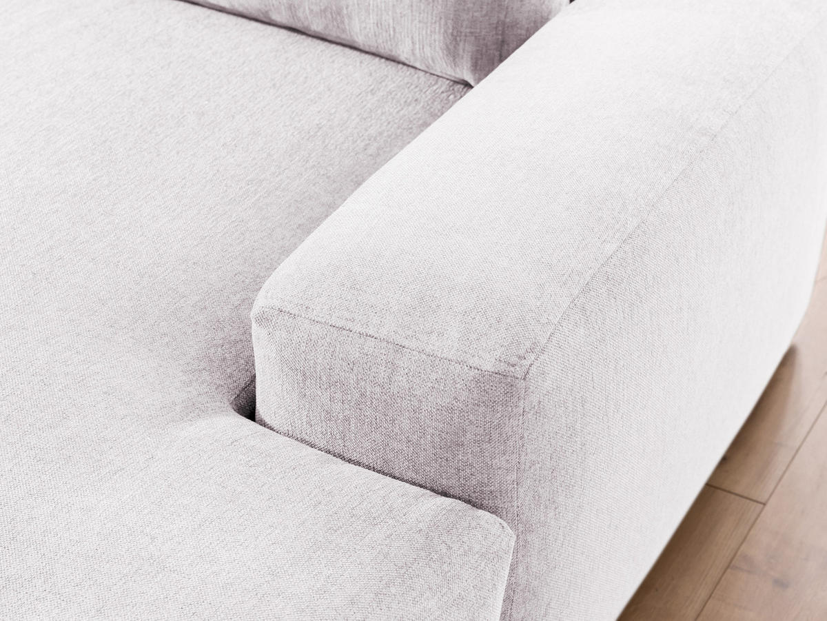 ECKSOFA Lennon aus Creme Strukturstoff mit Schlaffunktion und Bettkasten - Creme/Schwarz, Holz/Kunststoff (264/137cm) - S-Style