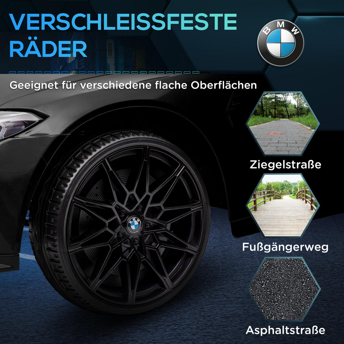 KINDERAUTO DE-06248 BMW M4 lizenziert mit Sound und Licht Schwarz - Schwarz, Kunststoff/Metall (108/69.5/51cm) - ComfortXL