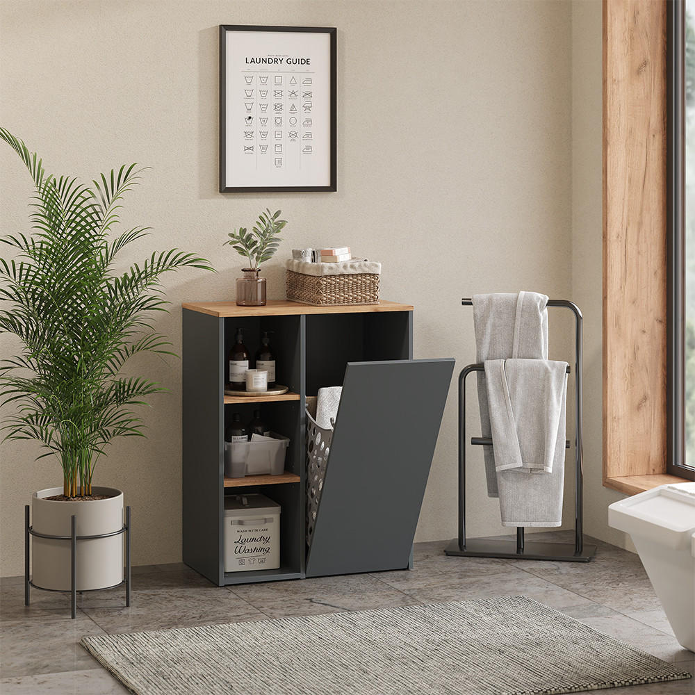 Thumbnail - Vicco Badschrank, Anthrazit, Holzwerkstoff, 2 Fächer, Rechteckig, 68x88.2x40.5 cm, Badezimmer, Badezimmerschränke, Midis...