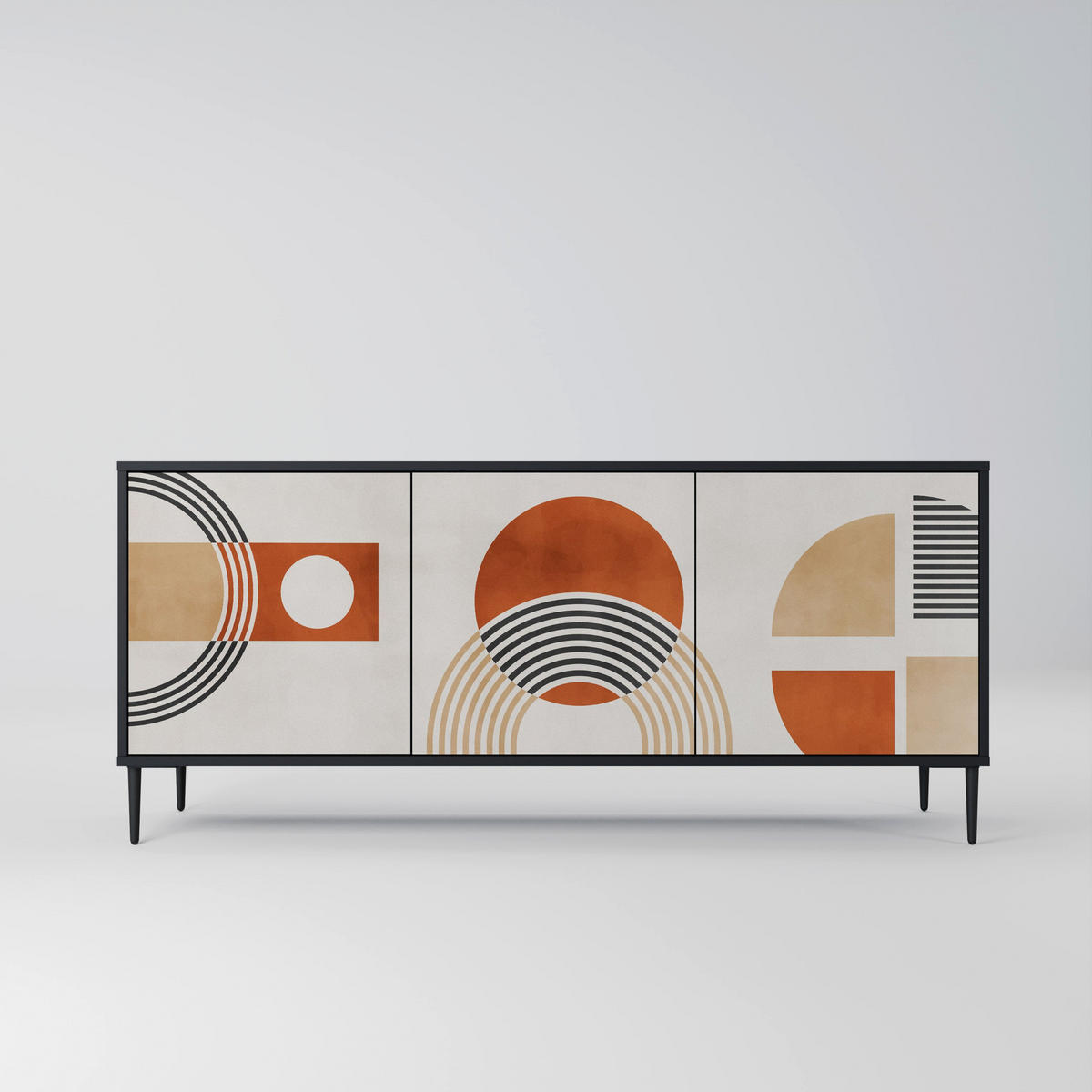 SIDEBOARD SPACE AROUND, Eicheneffekt, 164,5x42x77,5 cm, 3 Türen - Eichefarben/Buchefarben, Holzwerkstoff/Buchenholz (164.5/77.5/42cm) - SpaceRebels