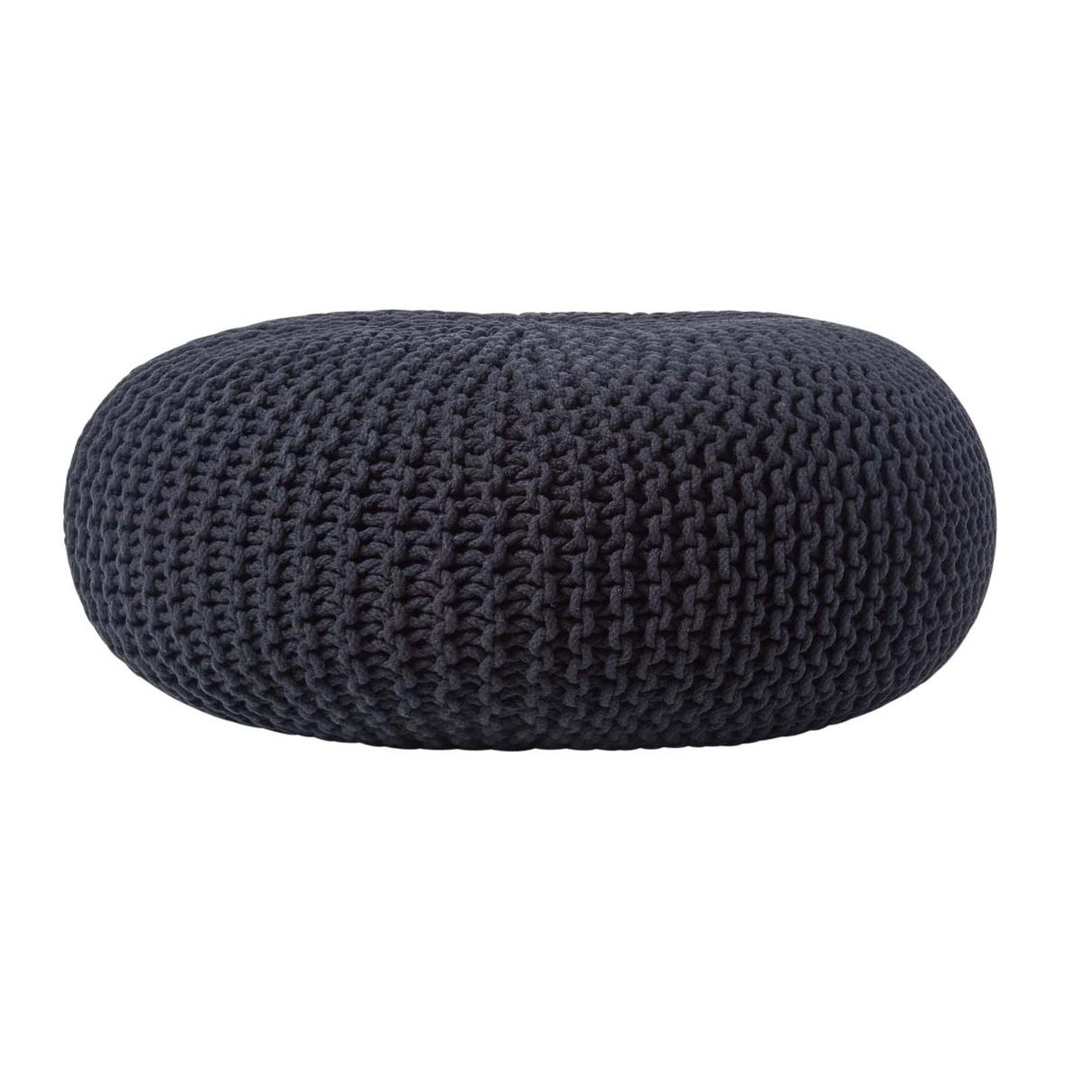 STRICK-POUF schwarz, Bodenkissen rund 70/70/23 cm - Schwarz, Textil (70/23/70cm) - Homescapes