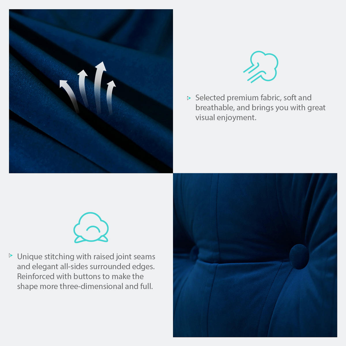 RÜCKENKISSEN Samtlook Dunkelblau 180 cm - Dunkelblau, Textil (45/180cm) - Vercart