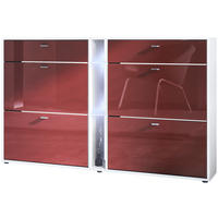 SCHUHSCHRANK Today Fronten in Bordeaux Hochglanz - Bordeaux, Holzwerkstoff (155.5/95/28cm) - Vladon
