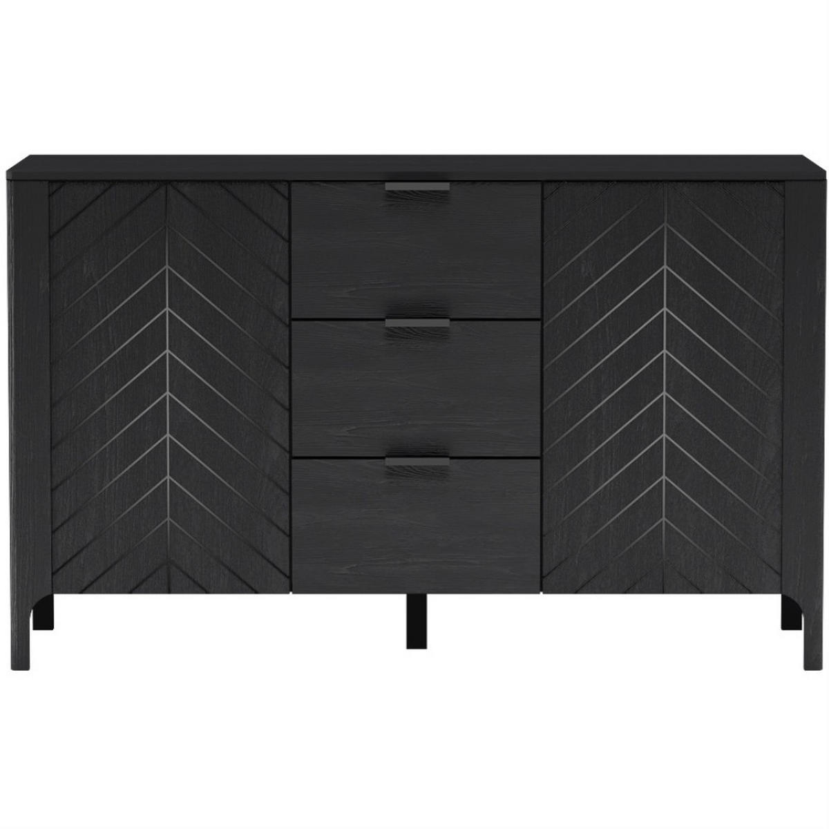 SIDEBOARD Lume mit 3 Schubladen und 2 Türen, schwarz - Schwarz, Holzwerkstoff/Metall (153/95/40.5cm) - Beautysofa