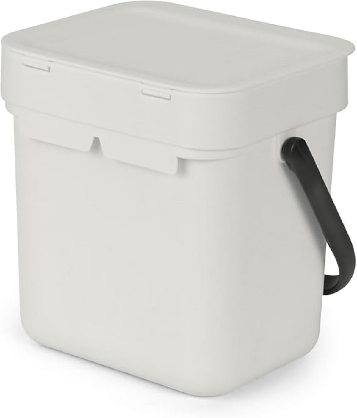 MÜLLEIMER Mit Stay Open Deckel 3 Liter 17,4 x 18,8 x 13,9 cm Kunststoff Hellgrau - Grau, Kunststoff (18.8/17.4/13.9cm) - PROREGAL