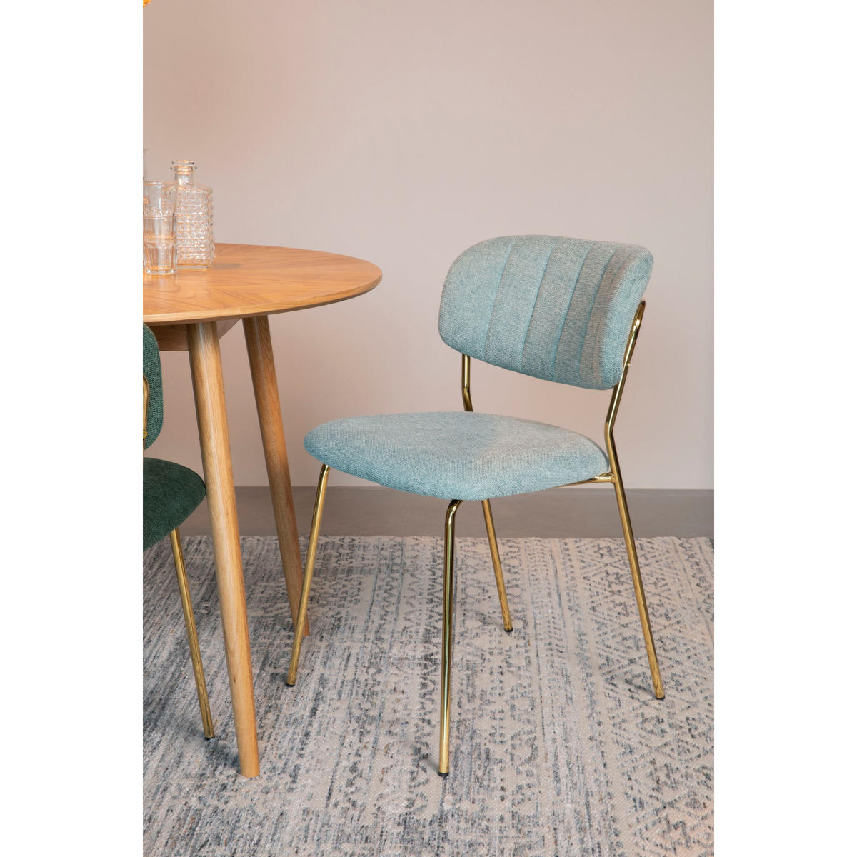 ESSZIMMERSTUHL Jolien Gold/ Hellgrün - 2 er Set - Mintgrün, Textil (48/77/56cm) - Housecraft Living