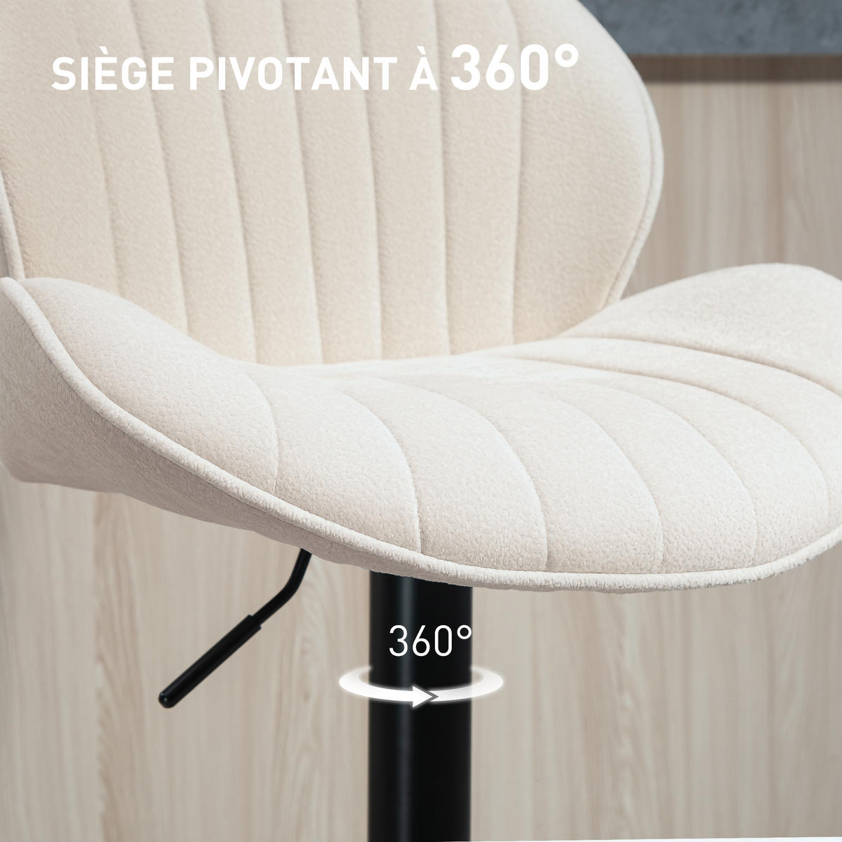 BARHOCKER 2er-Set DE-14755 muschelförmig & höhenverstellbar Beige - Beige, Metall (48/115/50cm) - ComfortXL
