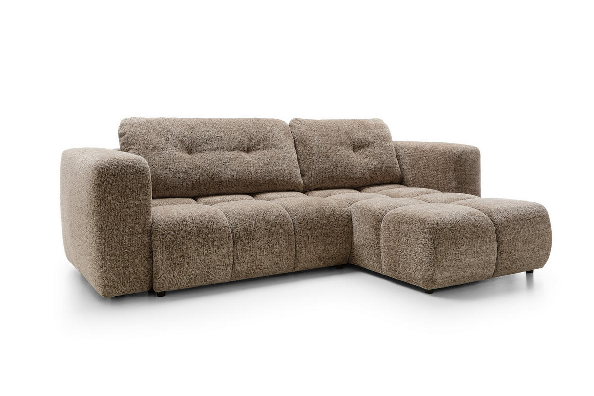 ECKSOFA ARTE 02 Braun Chenille mit Schlaffunktion - Braun, Holz (273/176cm) - MASSENO