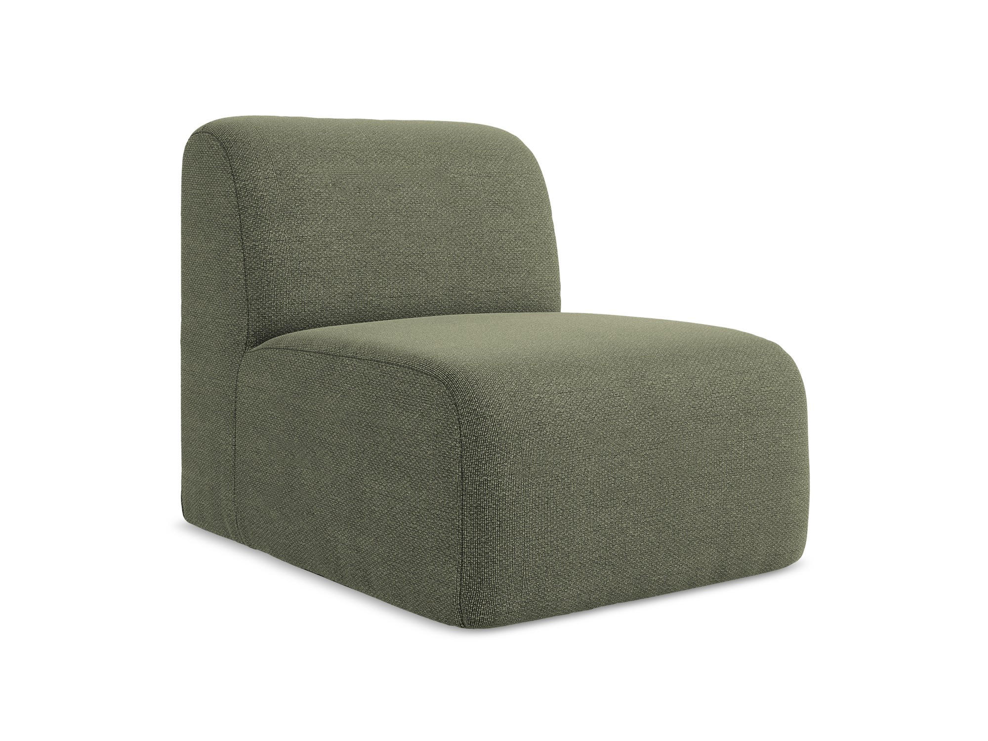 SOFAELEMENT Bouclé Stoff Grün - Schwarz/Olivgrün, Holzwerkstoff/Kunststoff (70/75/94cm) - Makamii