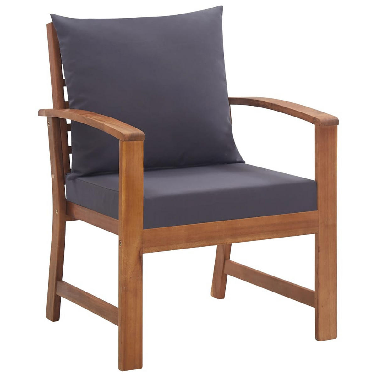 LOUNGEGARNITUR mit Auflagen und 100 cm Tisch, aus Massivholz Akazie, Dunkelgrau, 4-teiliges Set - Dunkelgrau, Holz/Textil - vidaXL