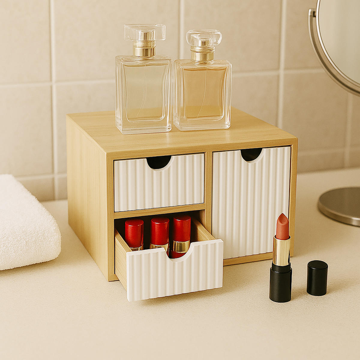 SCHUBLADENBOX - Multicolor, Holz/Holzwerkstoff (20/25/15cm) - Relaxdays