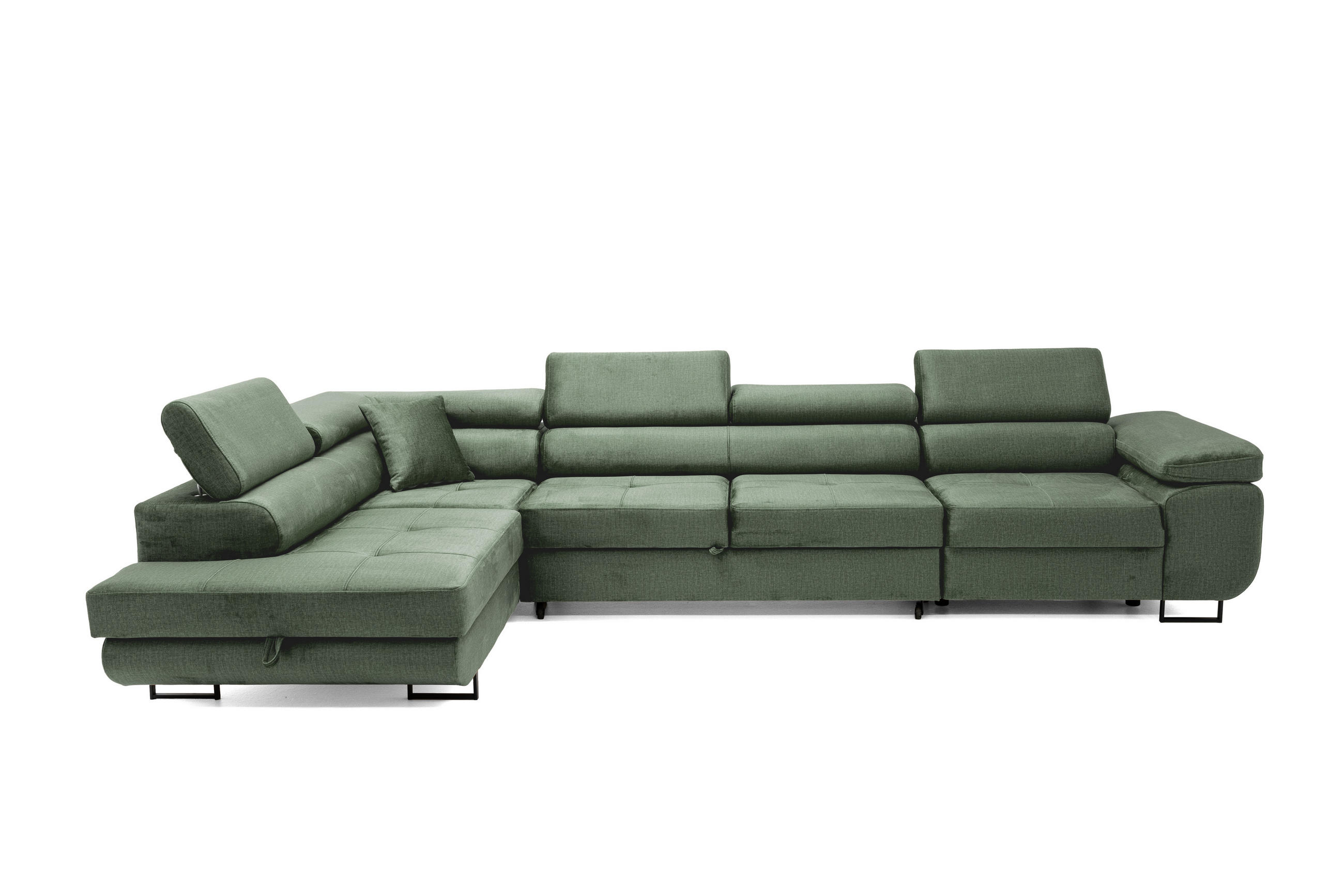 ECKSOFA WILD MAXI Links Dunkelgrün - Chromfarben/Dunkelgrün, Holz/Textil (350/203cm) - Muffo