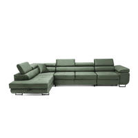 ECKSOFA WILD MAXI Links Dunkelgrün - Chromfarben/Dunkelgrün, Holz/Textil (350/203cm) - Muffo