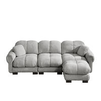 ECKSOFA 260/149/90 cm in Hellgrau aus Chenille mit Ottomane - Hellgrau, Textil (149/260cm) - Flora Grace