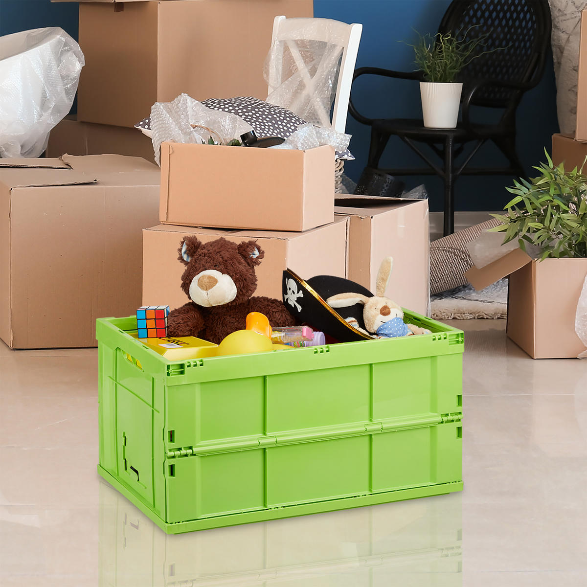 KLAPPBOX - Grün, Kunststoff (58.5/31.5/40cm) - Relaxdays
