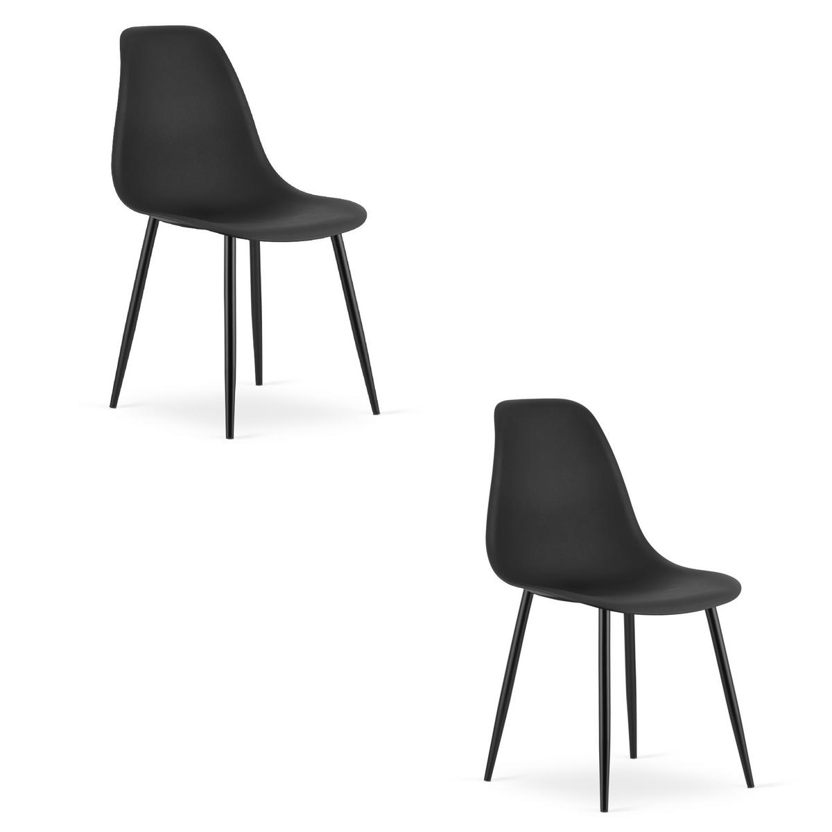 ESSZIMMERSTUHL 2-er Set KALEO schwarzer Sitz, schwarze Beine - Schwarz, Kunststoff (46/84/51cm) - Valora
