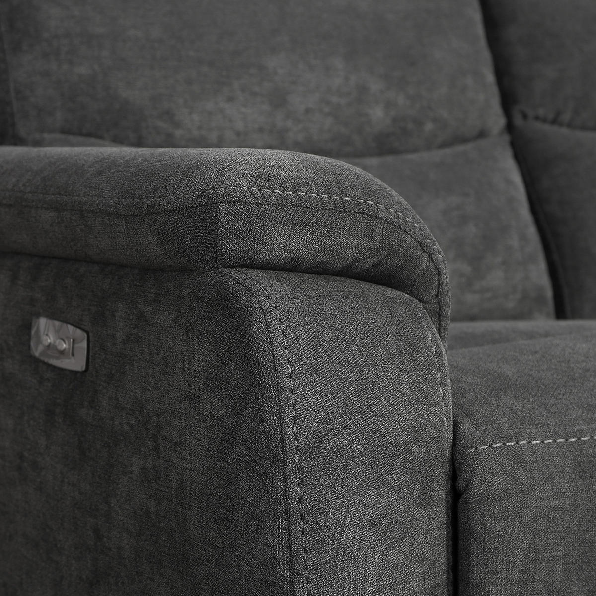 FERNSEHSESSEL - Grau - Microfaser - Eisen - 92 x 102 x 93 cm - Dunkelgrau/Schwarz, Kunststoff/Textil (92/102/93cm) - home24