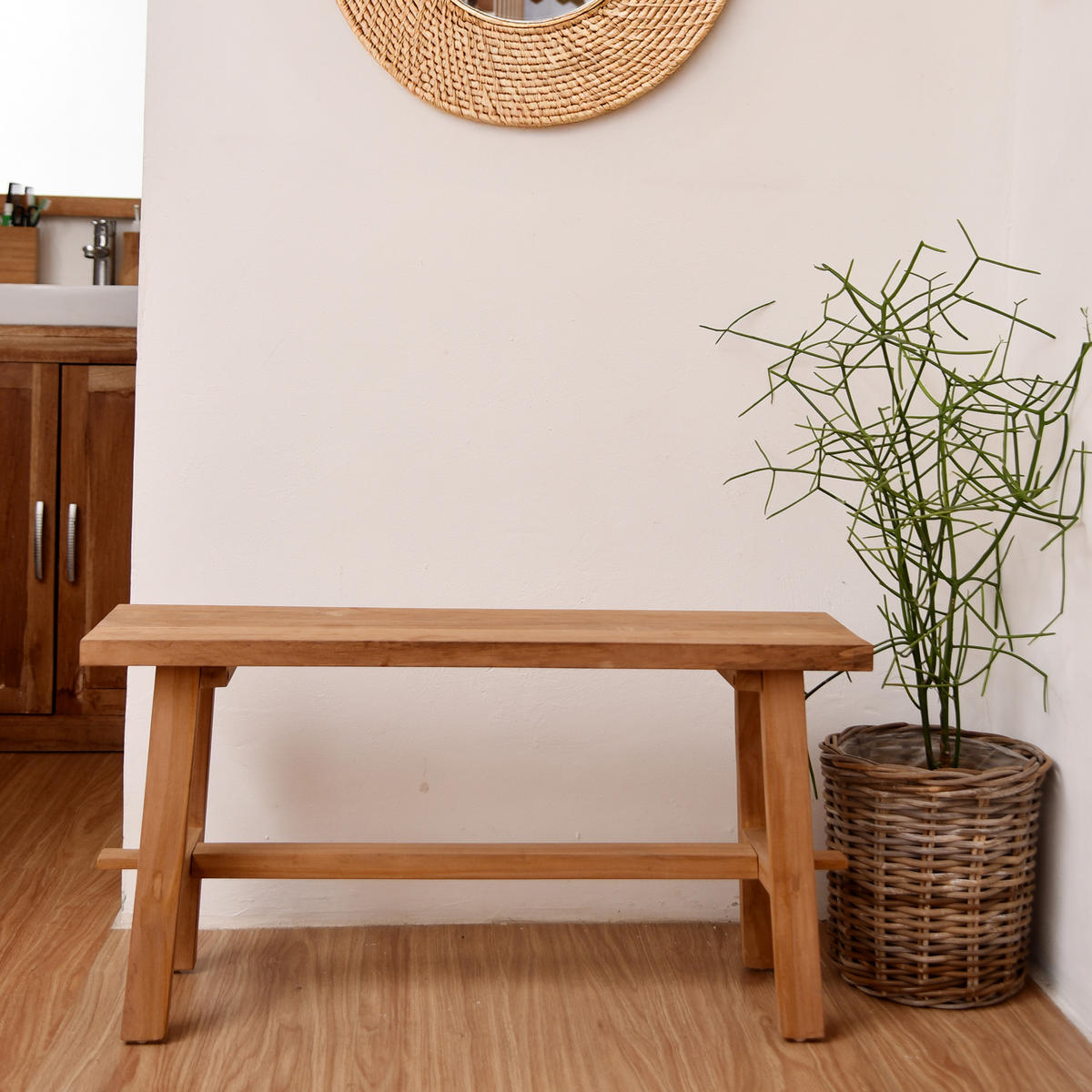 SITZBANK Holz Braun - Braun, Holz (90/45/25cm) - Nordlys