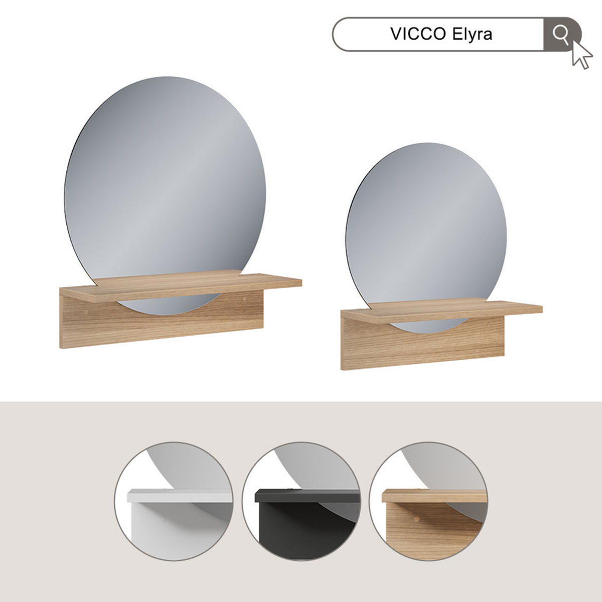 BADEZIMMERSPIEGEL Elyra Goldkraft Eiche 50 x 54.5 cm mit Ablage - Honigeiche, Holzwerkstoff (50/54.5/15cm) - Vicco