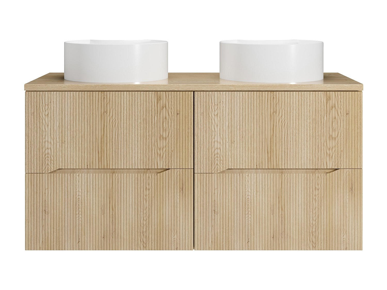 DOPPELWASCHTISCH - 120 cm x 46 cm - Holz, Platte - Naturfarben Hell - ORISO - Naturfarben, Holz (120/57/46cm) - Vente-Unique