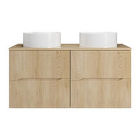 DOPPELWASCHTISCH - 120 cm x 46 cm - Holz, Platte - Naturfarben Hell - ORISO - Naturfarben, Holz (120/57/46cm) - Vente-Unique