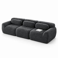 ECKSOFA mit Plüschbezug Grau 291x104x73 cm, modular, mit rutschfester Basis - Grau, Textil (104/291cm) - IVMEU