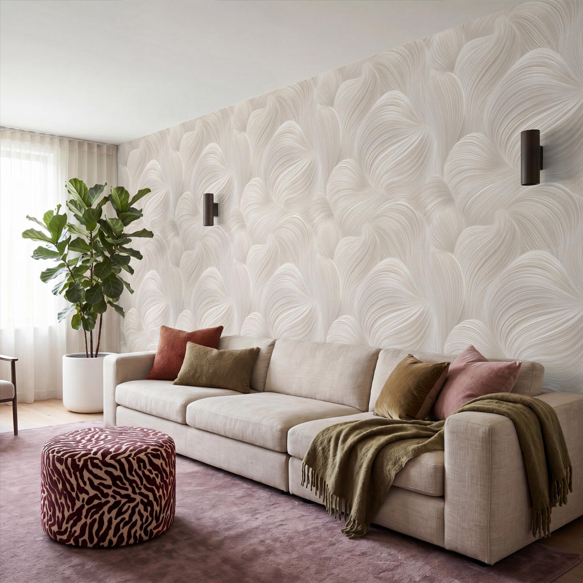TAPETE - Lines - Ventilator - Beige - 400x200 cm - Creme, Papier (400/200cm) - OnlyWow