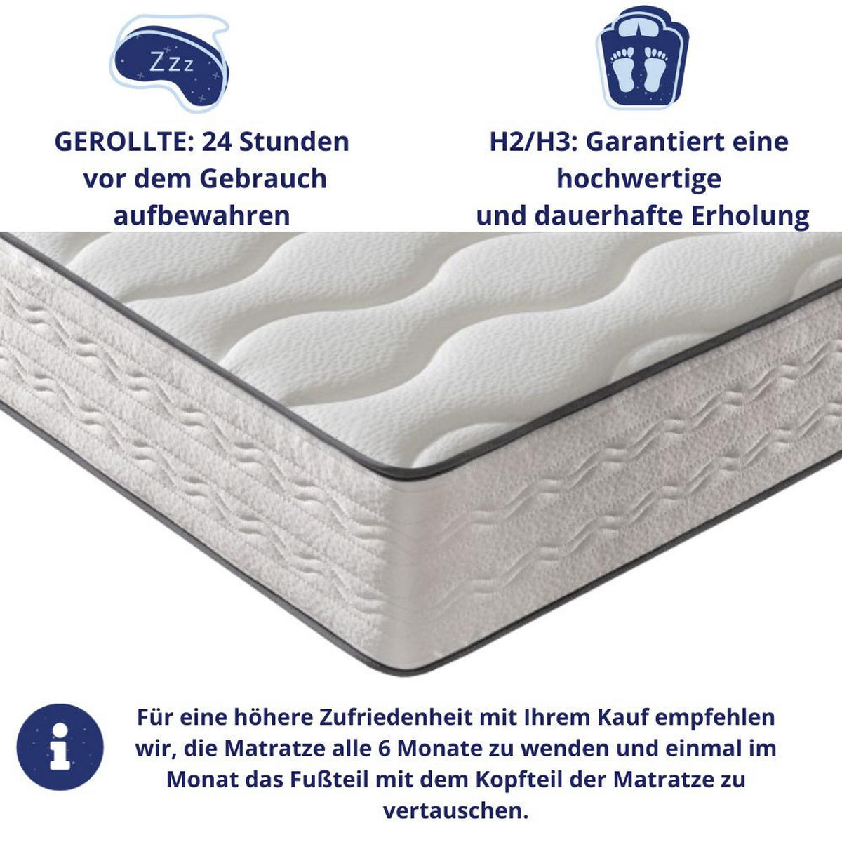 KALTSCHAUMMATRATZE Firenza H3/H4 160x200 - Weiß, Textil (160/200cm) - Dagostino Home