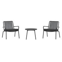LOUNGE-SET, Mykonos, Schwarz, Stahl, 50 x 50 x 40 cm, 3-teilig - Schwarz, Metall - ebuy24