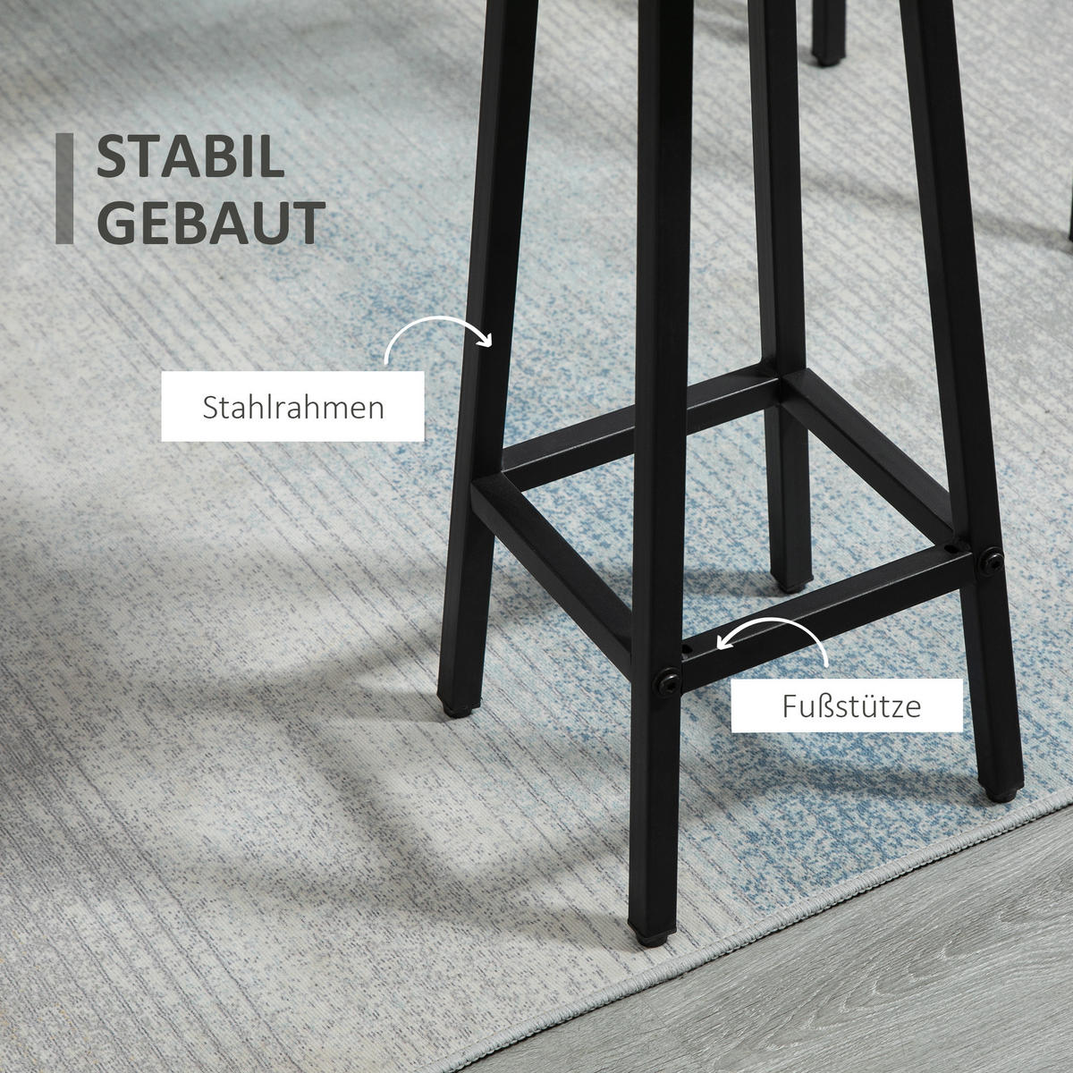 BARTISCH-SET, Spanplatte, Grau+Schwarz - Grau, Kunststoff (40/90/100cm) - HOMCOM