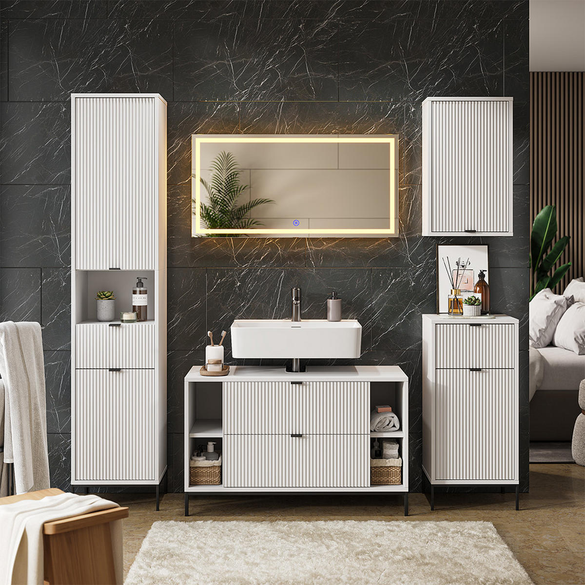 KOUPELNOVÝ NÁBYTEK Eliza Bílá - bílá, kompozitní dřevo (100/63/45.1cm) - Vicco