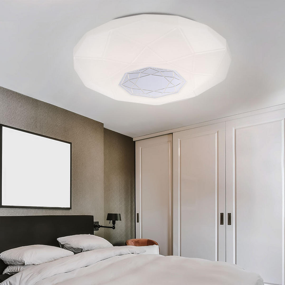 LED DECKENLEUCHTE Haluk Weiß Dekor Verspiegelt - Weiß, Metall (40/40/10.5cm) - Globo Lighting