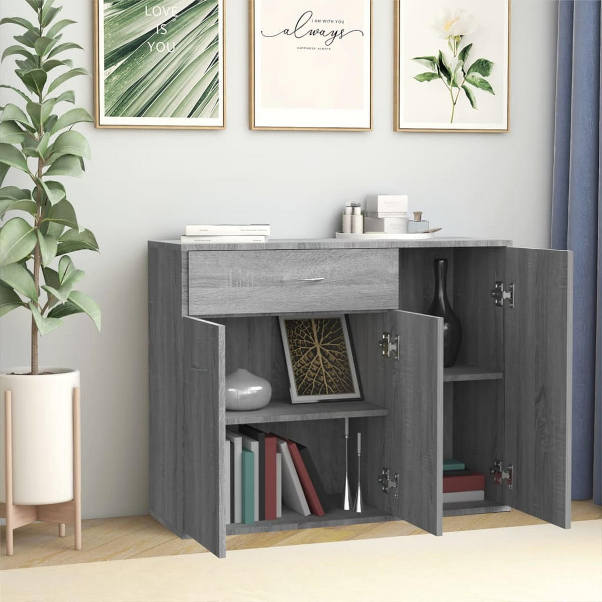 SIDEBOARDS Grau Sonoma 88x30x70 cm Holzwerkstoff - Grau, Holz (88/30/70cm) - ZMH