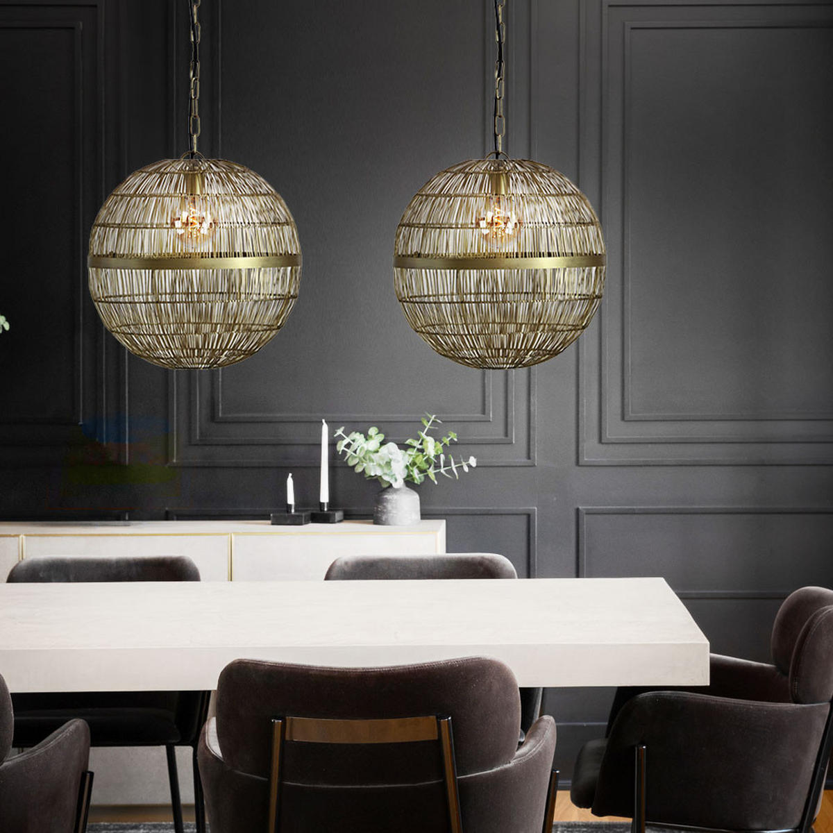 LED HÄNGELEUCHTE Metall Messing - Messingfarben, Metall (30/30/120cm) - Globo Lighting