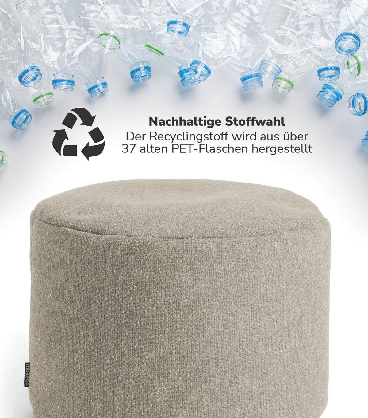 POUF Der Ruhepouf - Beige, Textil (60/40/60cm) - Mokebo