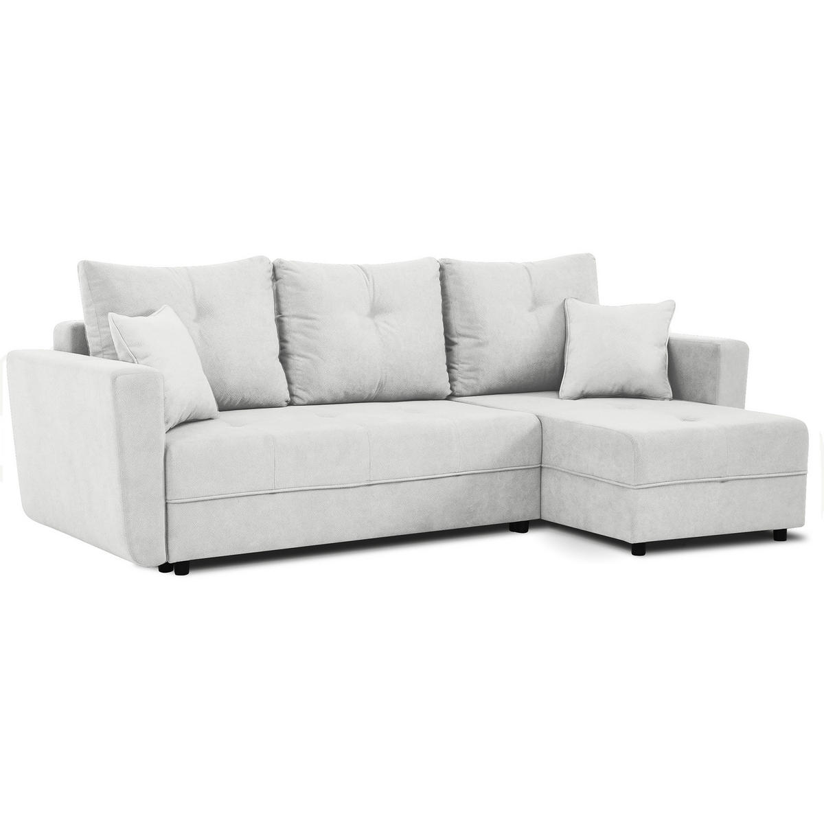ECKSCHLAFSOFA Verona mit Bettkasten und universeller Ottomane 240 cm, Hellbeige - Beige, Textil (240/148cm) - Beautysofa