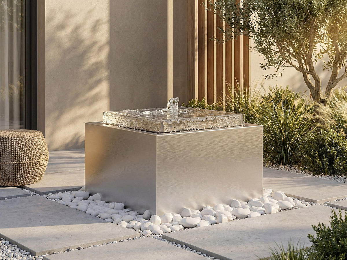GARTENBRUNNEN - 50 cm x 50 cm - metall - silberfarben Tilapia - Silberfarben, Metall (50/50/34cm) - Vente-Unique