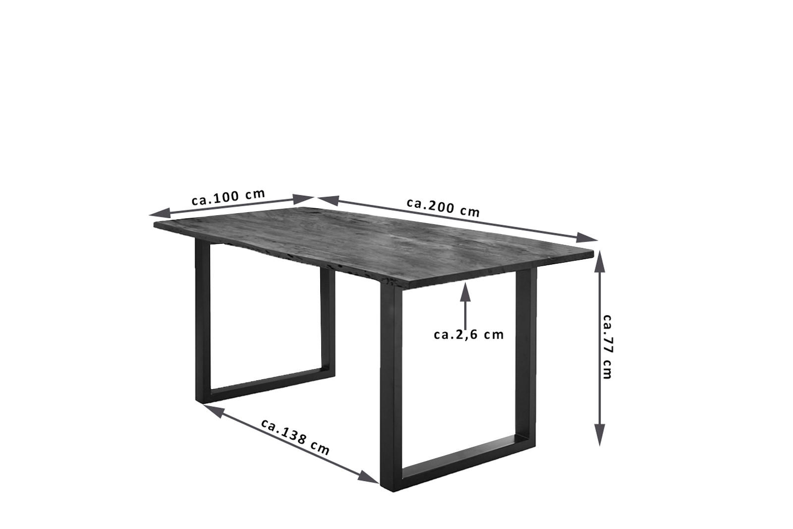 ESSTISCH LUBIN - Schwarz/Braun, Holz/Metall (100/200/77cm) - SAM