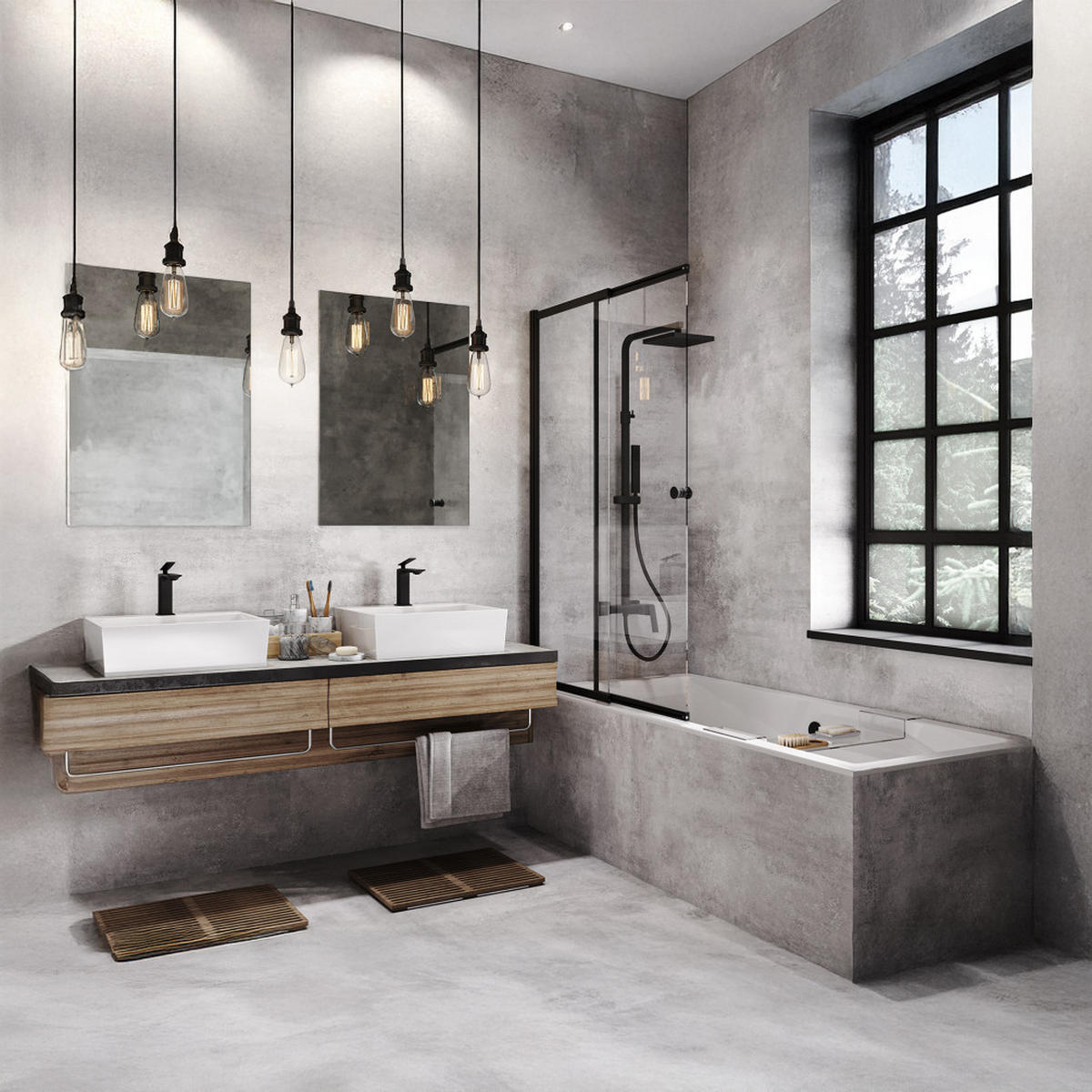 BADEWANNE Rechteck QUADRO SLIM 175/80 mit Styro Ablauf Füße - Weiß, Kunststoff (80/55.5/175cm) - bad land