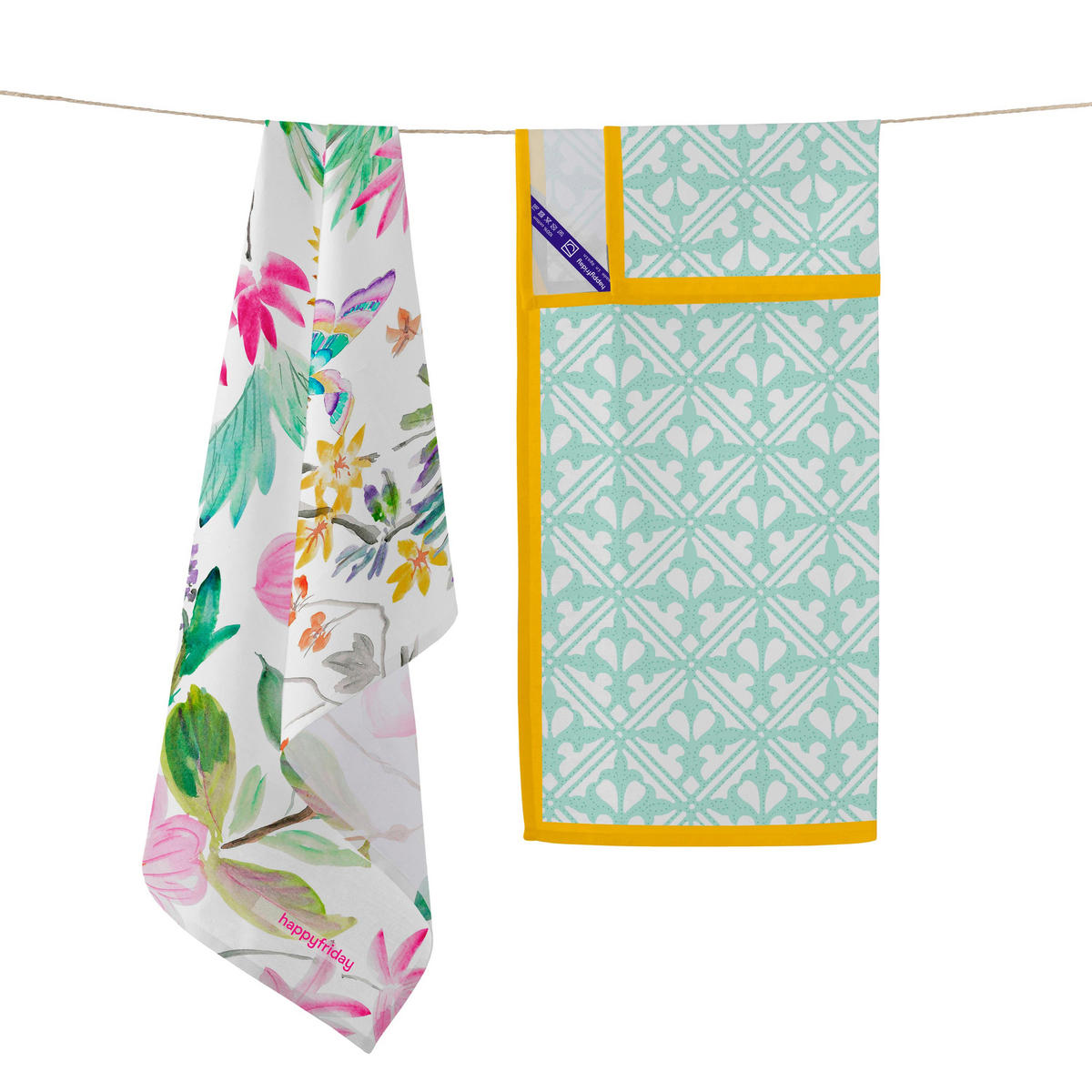 GESCHIRRTUCH (2 tlg) enchant 70x50 cm mehrfarbig - Multicolor, Textil (70/50cm) - Happy Friday