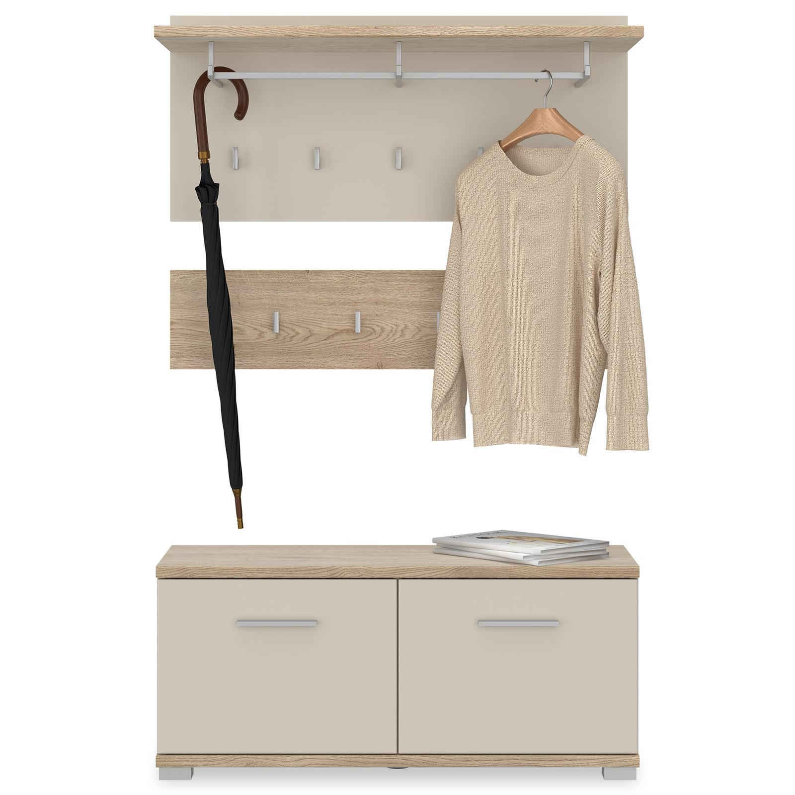 Idimex Garderobenset Sonoma Eiche, Kaschmir 90x60x34 cm