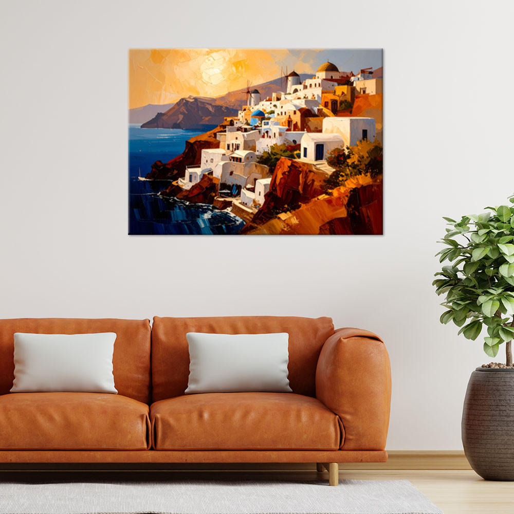 LEINWANDBILD Santorini Griechenland Landschaft 60x40cm - Braun, Textil (60/40cm) - Feeby