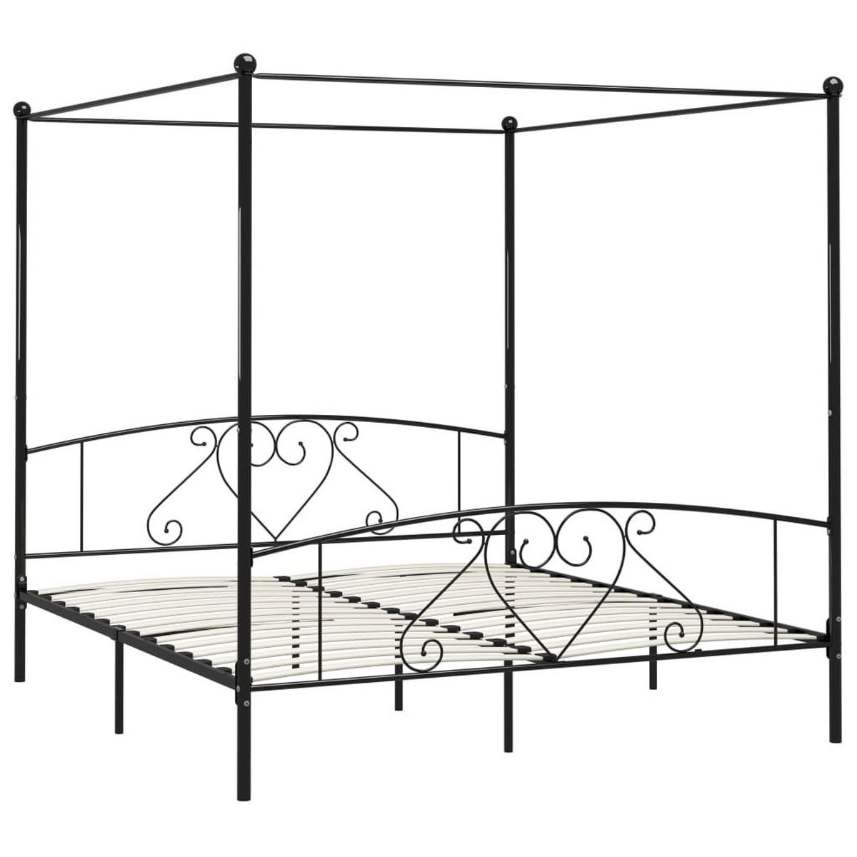 HIMMELBETT-GESTELL 180/200 Cm Metall Schwarz - Schwarz, Metall (180/200cm) - vidaXL